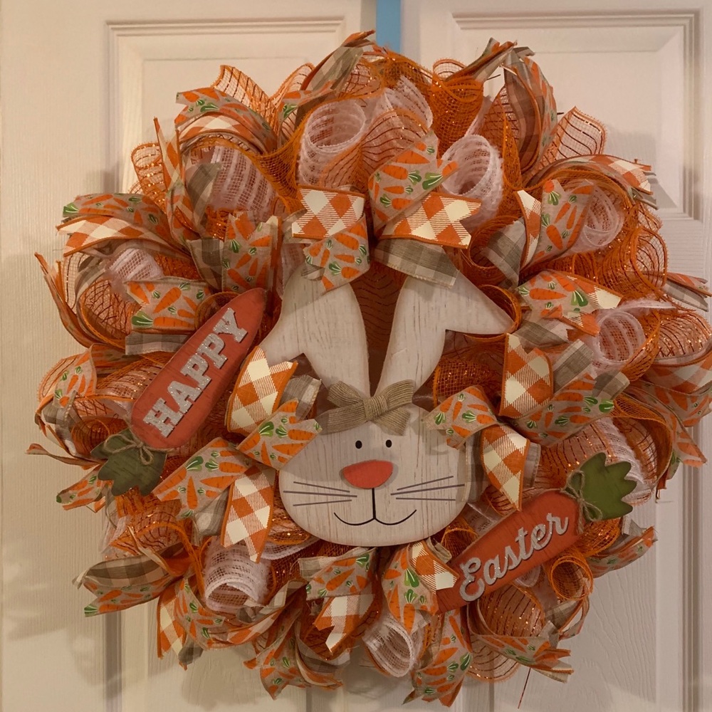 Homemade Happy Easter Bunny Wreath